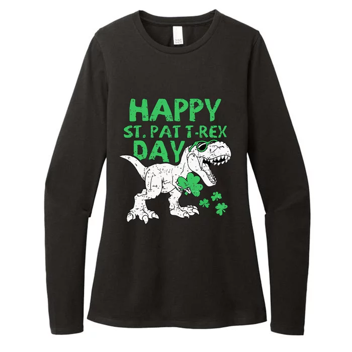 St Patricks Day Happy St Pat Trex Day Dinosaur Boy Womens CVC Long Sleeve Shirt