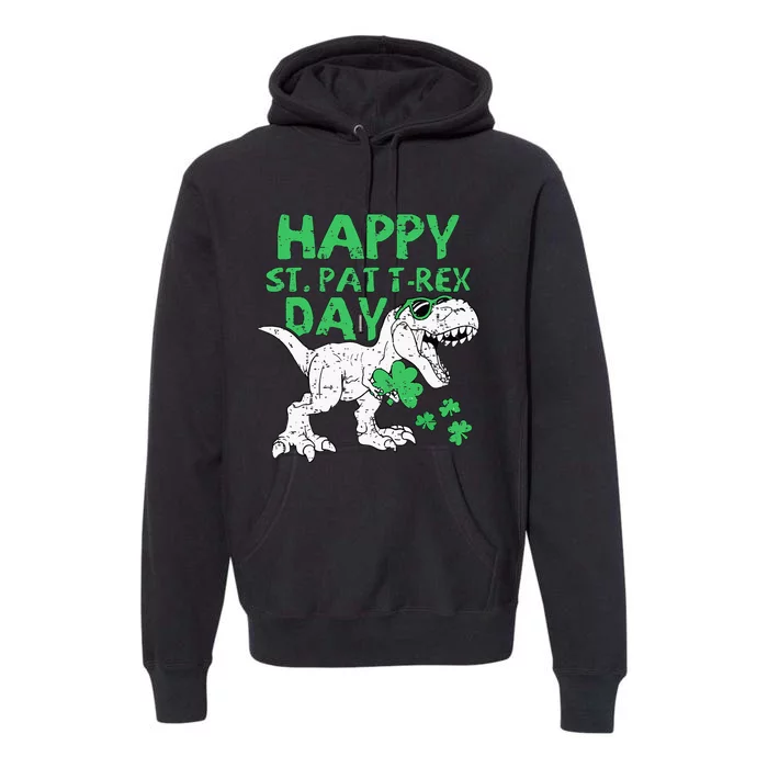 St Patricks Day Happy St Pat Trex Day Dinosaur Boy Premium Hoodie