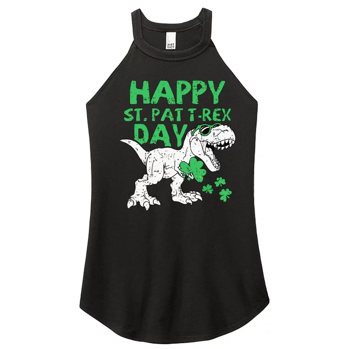 St Patricks Day Happy St Pat Trex Day Dinosaur Boy Women’s Perfect Tri Rocker Tank