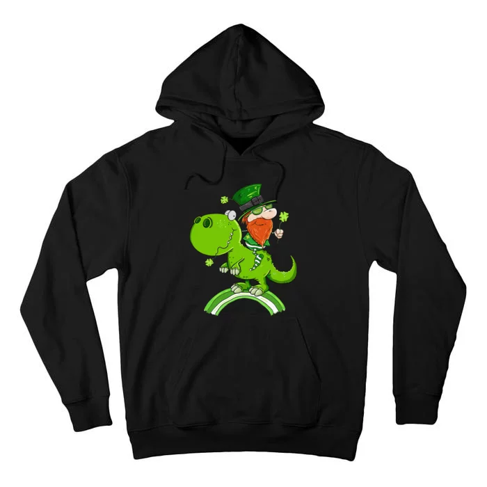 St. Patricks Day Leprechaun Riding A Dinosaur Shamrock Tall Hoodie