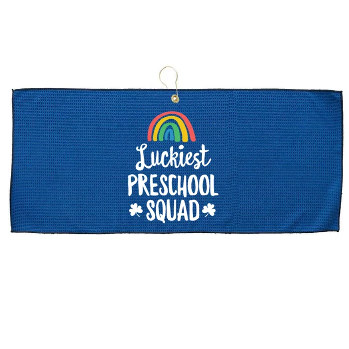 St Patricks Day Teaching Outfit Gift Luckiest Preschool Squad Gift Large Microfiber Waffle Golf Towel