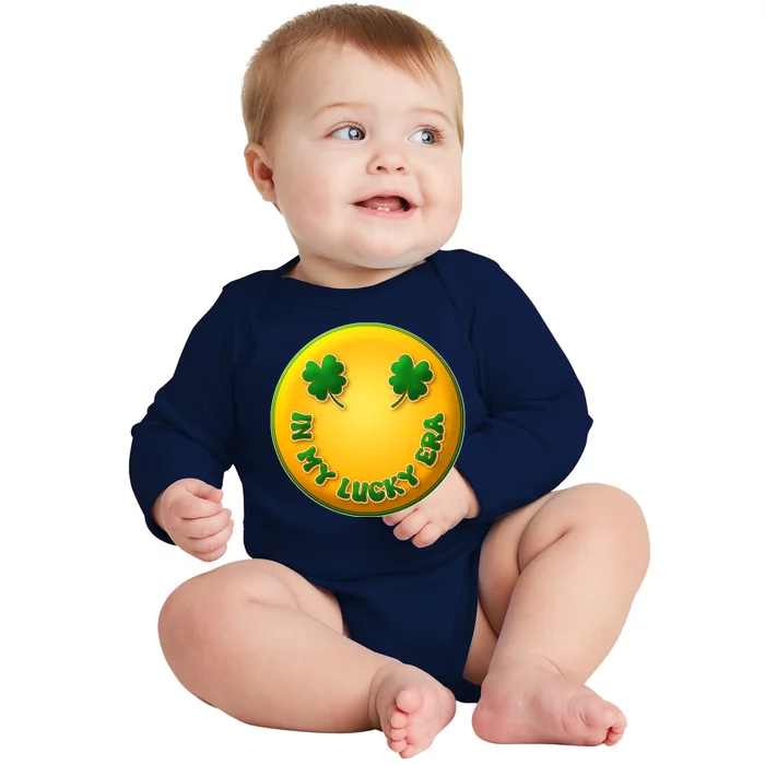 St Patricks Day In My Lucky Era Smiley Emoji Baby Long Sleeve Bodysuit