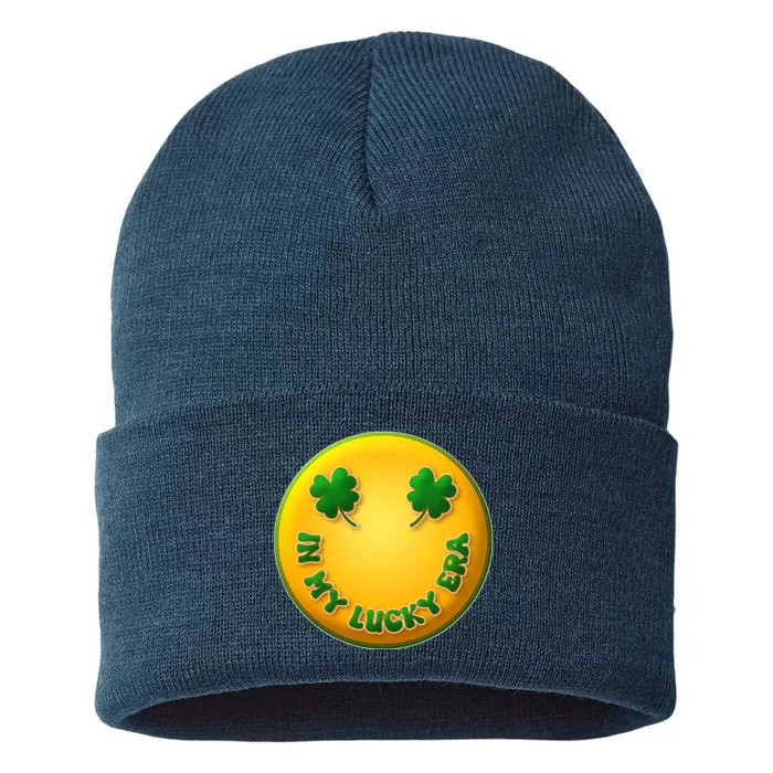 St Patricks Day In My Lucky Era Smiley Emoji Sustainable Knit Beanie