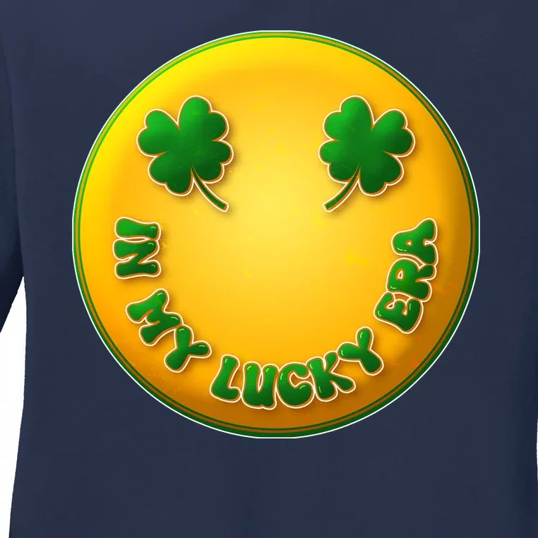 St Patricks Day In My Lucky Era Smiley Emoji Ladies Long Sleeve Shirt