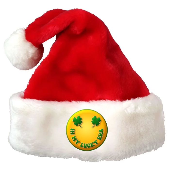 St Patricks Day In My Lucky Era Smiley Emoji Premium Christmas Santa Hat