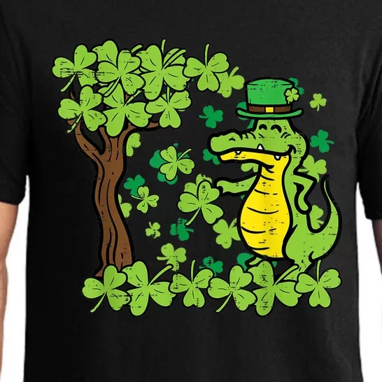 St Patrick Day Alligator Shamrock Saint Pattys Pajama Set