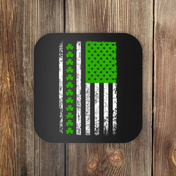 St Patricks Day American Flag Clovers Coaster