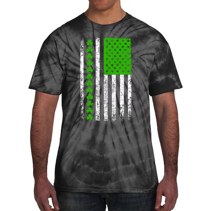 St Patricks Day American Flag Clovers Tie-Dye T-Shirt