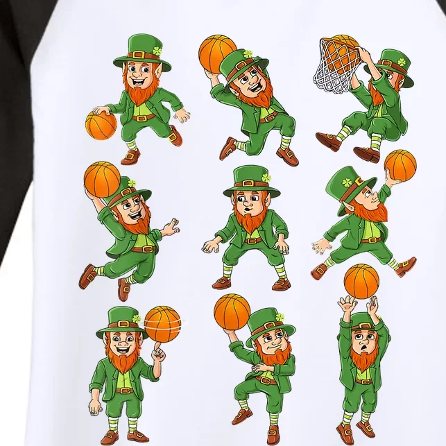 St Patricks Day Leprechaun Basketball Player Women's Tri-Blend 3/4-Sleeve Raglan Shirt