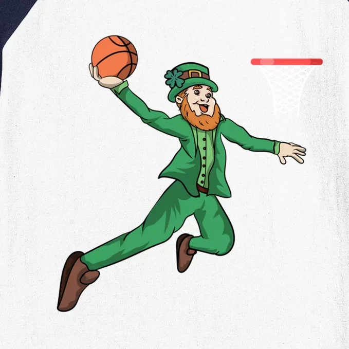 St Patricks Day Basketball Dunk Leprechaun Cute Gift Baseball Sleeve Shirt