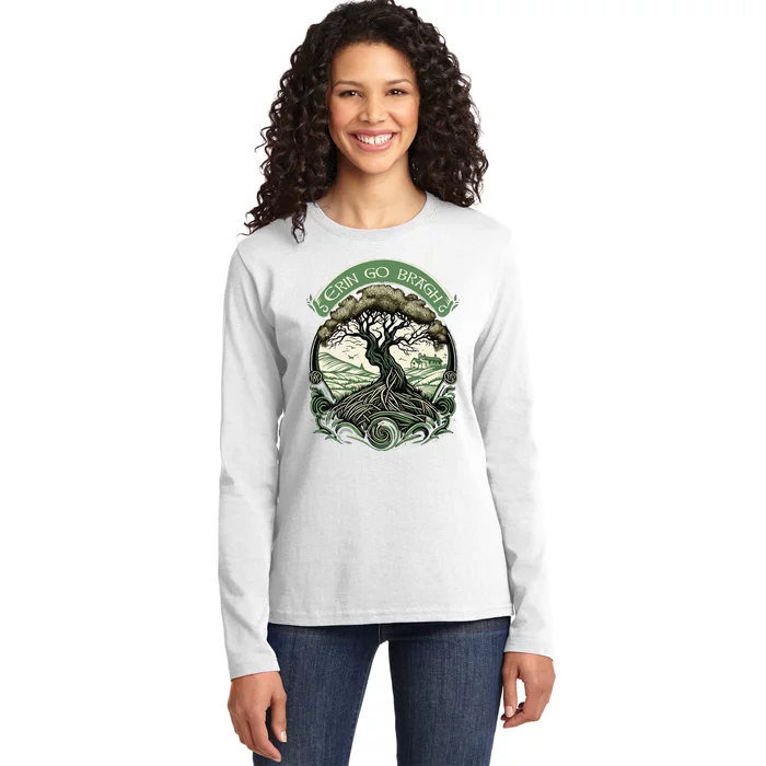 St Patricks Day Irish Pride Apparel Erin Go Bragh Ladies Long Sleeve Shirt