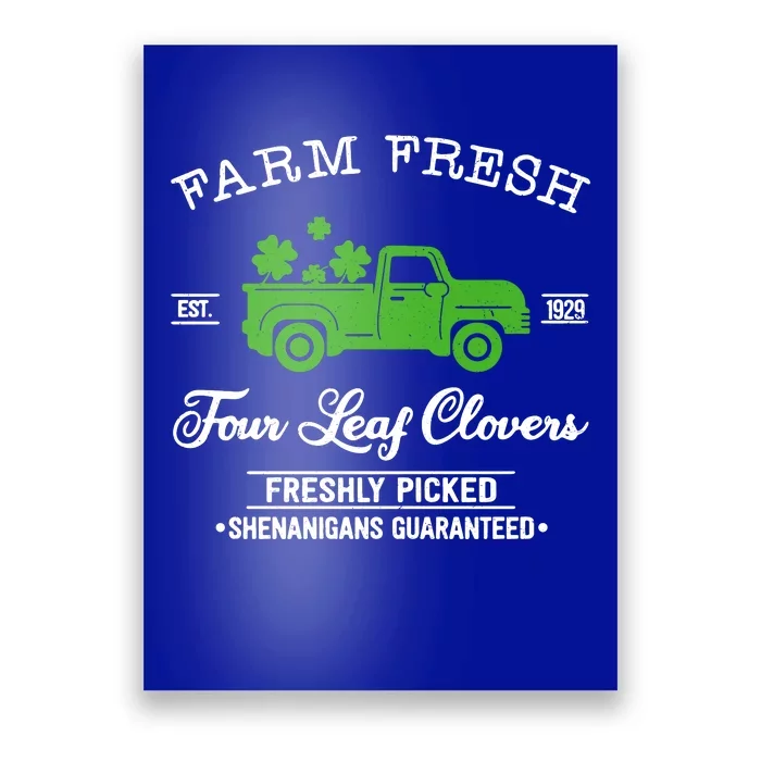 St Patricks Day Farm Fresh Four Leaf Clovers Farmhouse Truck Poster