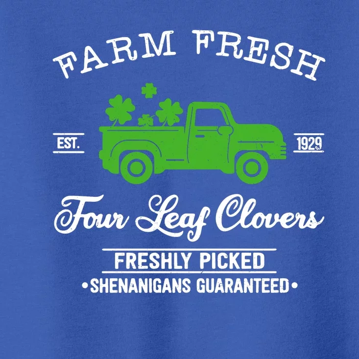 St Patricks Day Farm Fresh Four Leaf Clovers Farmhouse Truck Toddler T-Shirt