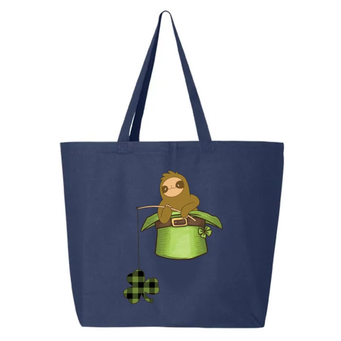 St Patricks Day Fishing Sloth Shamrock Plaid Ireland Clover Gift 25L Jumbo Tote