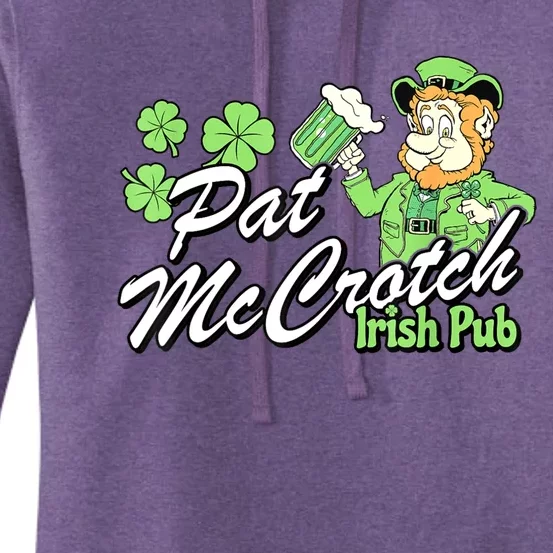 St. PattyS Day Pat Mccrotch Irish Pub Lucky Clover Women's Pullover Hoodie