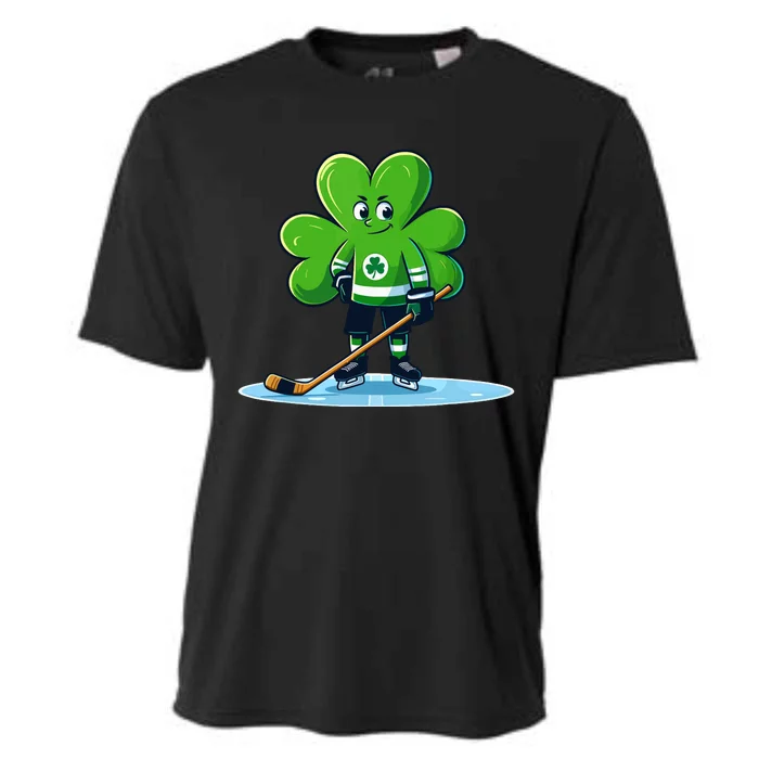 St Patricks Day Shamrock Ice Hockey Player Cooling Performance Crew T-Shirt