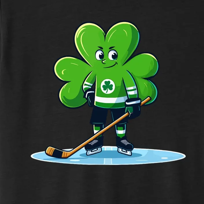 St Patricks Day Shamrock Ice Hockey Player ChromaSoft Performance T-Shirt