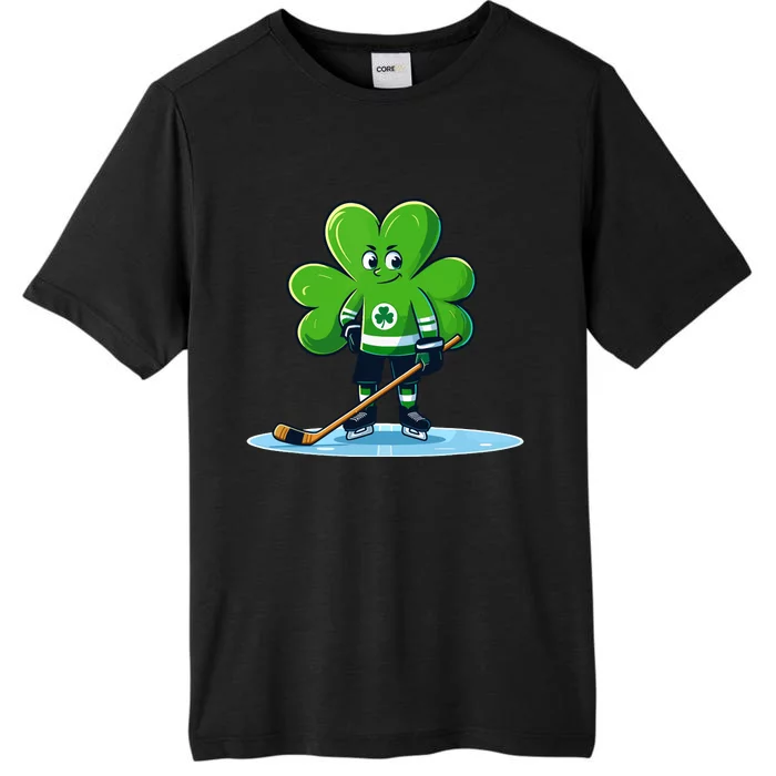 St Patricks Day Shamrock Ice Hockey Player ChromaSoft Performance T-Shirt