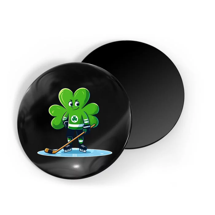 St Patricks Day Shamrock Ice Hockey Player Magnet