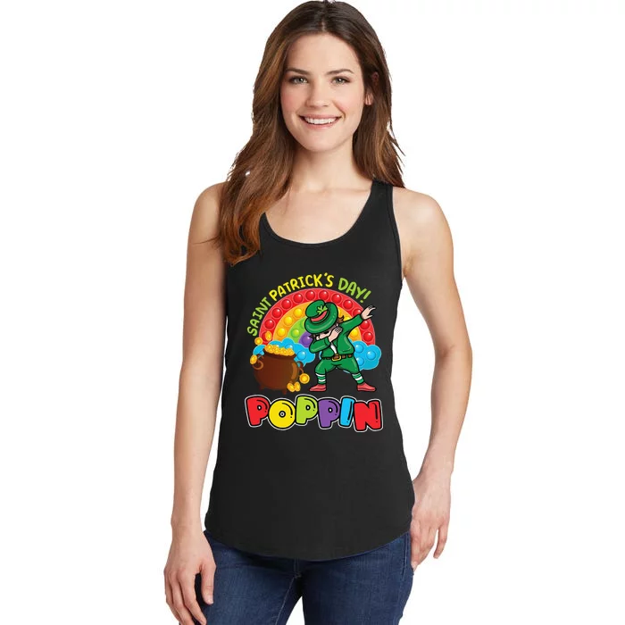 St. Patrick's Day Poppin' Pop It Rainbow Leprechaun Ladies Essential Tank