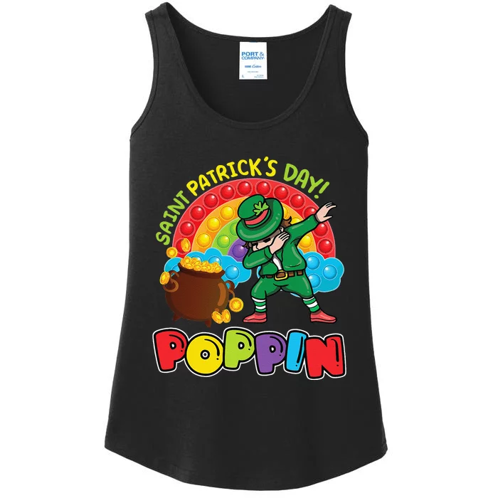 St. Patrick's Day Poppin' Pop It Rainbow Leprechaun Ladies Essential Tank