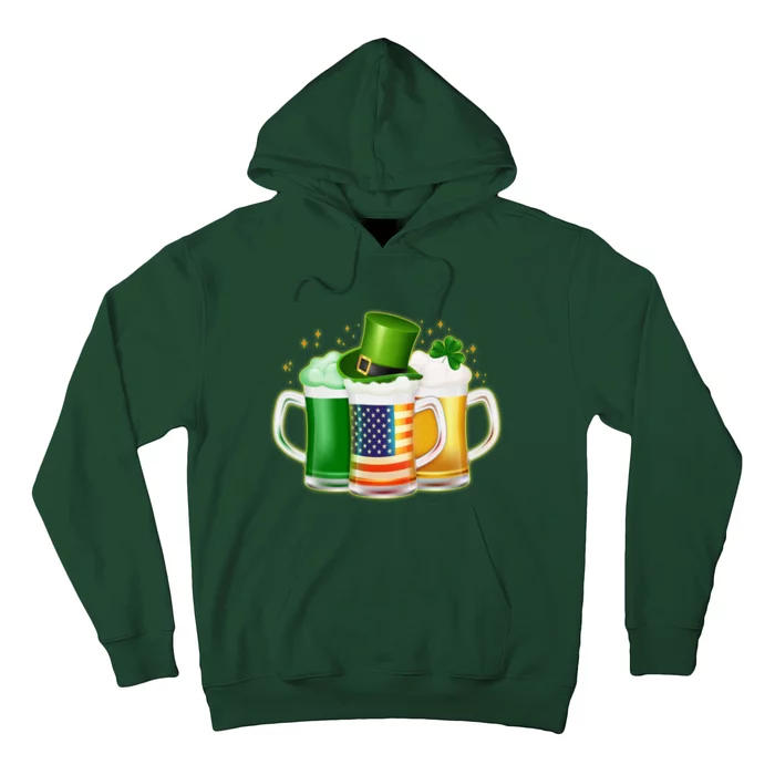 St Patricks Day Usa American Flag Beers Hoodie