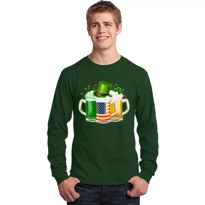 St Patricks Day Usa American Flag Beers Long Sleeve Shirt