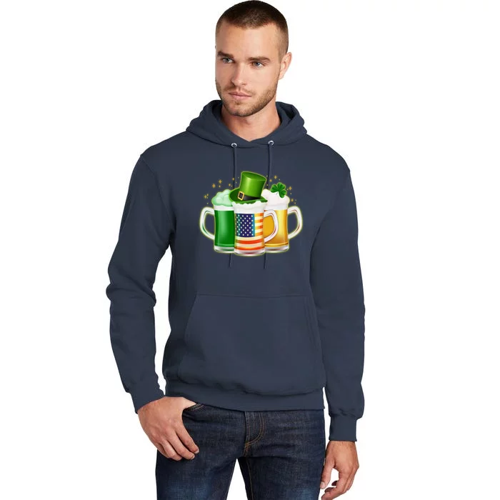 St Patricks Day Usa American Flag Beers Tall Hoodie