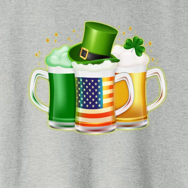 St Patricks Day Usa American Flag Beers Women's Crop Top Tee