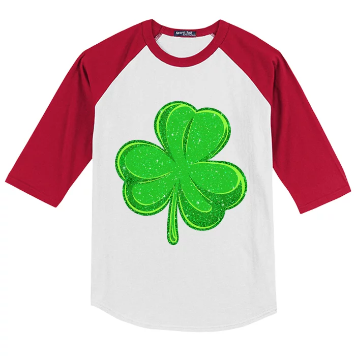 St Patricks Day Irish Lucky Shamrock Green Clover Pattys Day Kids Colorblock Raglan Jersey