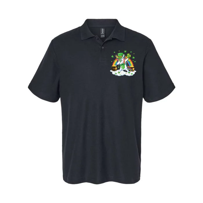 St Patricks Day Girls Dabbing Unicorn Leprechaun Lepricorn Softstyle Adult Sport Polo