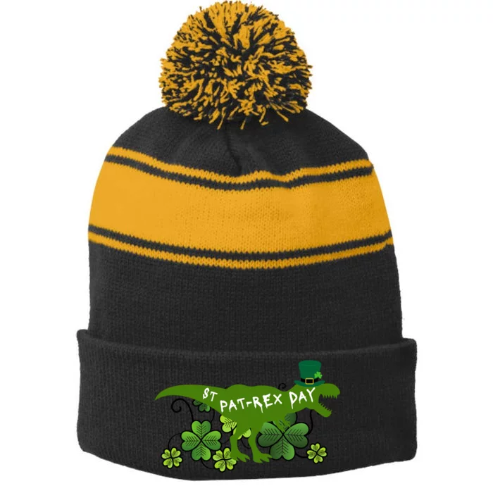 St Patrex Day Funny St Patricks Day Stripe Pom Pom Beanie