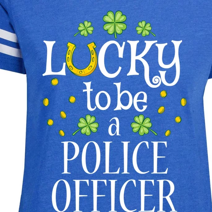 St Patrick's Day Lucky To Be A Police Officer Gift Enza Ladies Jersey Football T-Shirt