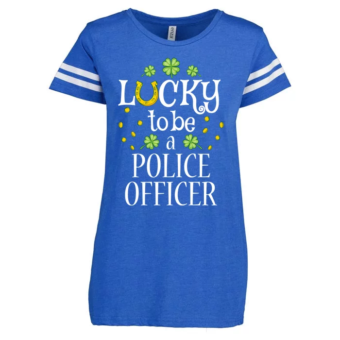 St Patrick's Day Lucky To Be A Police Officer Gift Enza Ladies Jersey Football T-Shirt