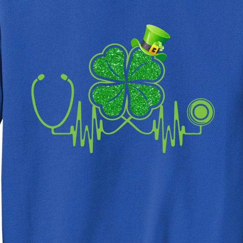 St Patricks Day Clover Heartbeat Irish Nurse Shamrock Funny Gift Sweatshirt