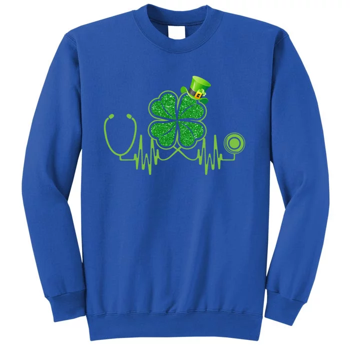 St Patricks Day Clover Heartbeat Irish Nurse Shamrock Funny Gift Sweatshirt