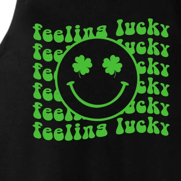 St. Patrick's Day Smiley Face Clover Feeling Lucky Ladies Tri-Blend Wicking Tank