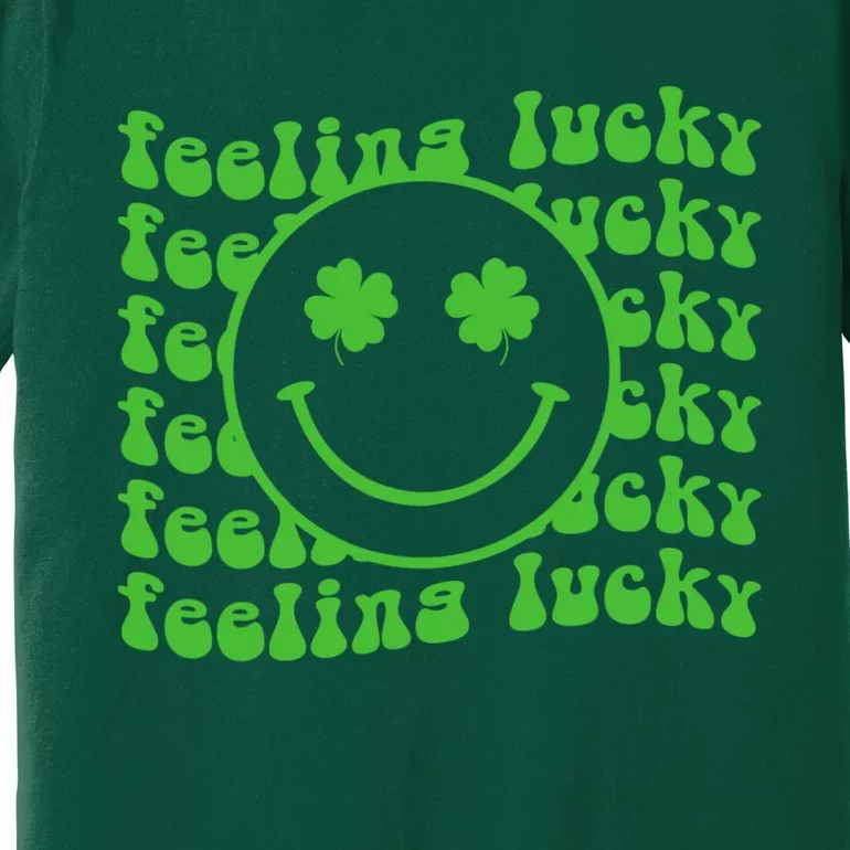 St. Patrick's Day Smiley Face Clover Feeling Lucky Premium T-Shirt