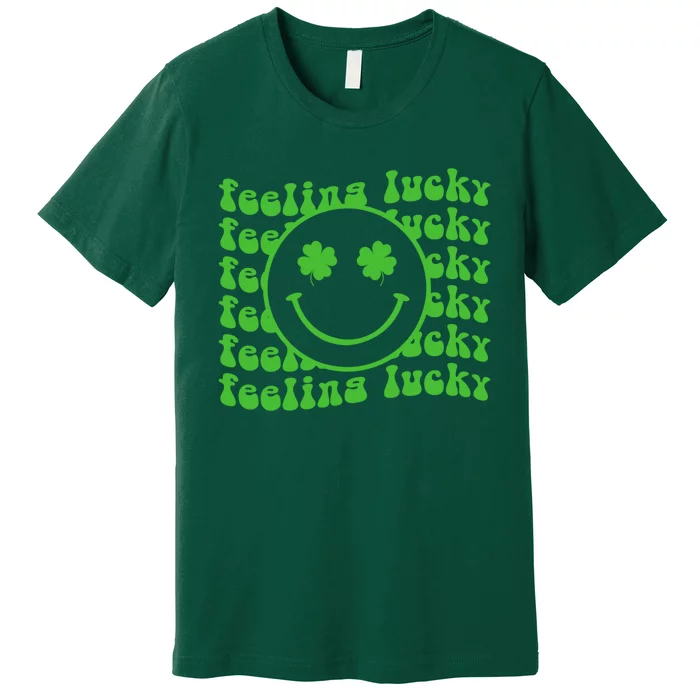 St. Patrick's Day Smiley Face Clover Feeling Lucky Premium T-Shirt