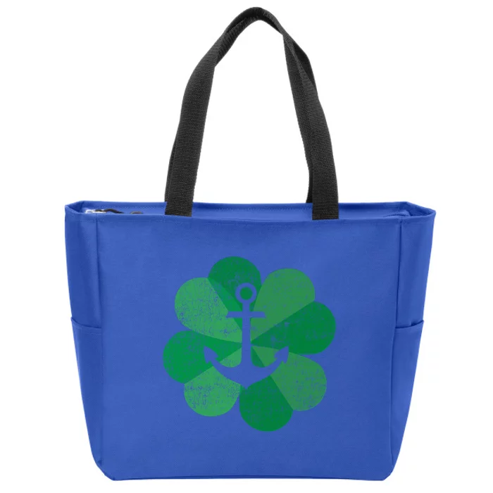 St Patricks Day Four Leaf Clover Gift Lucky Cruise Boat Anchor Cool Gift Zip Tote Bag