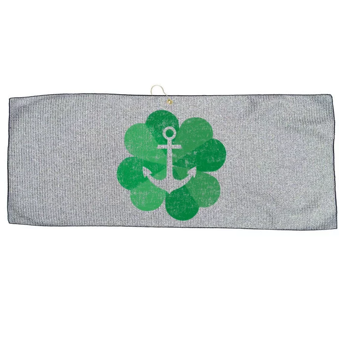 St Patricks Day Four Leaf Clover Gift Lucky Cruise Boat Anchor Cool Gift Large Microfiber Waffle Golf Towel