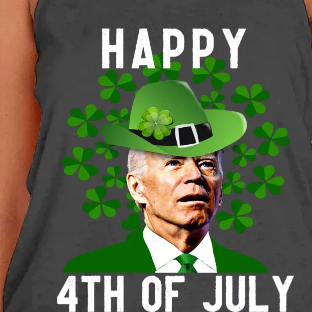 Funny Leprechaun St Patricks Day, Joe Biden Happy 4th Of July, Biden St Patricks Day Women's Knotted Racerback Tank