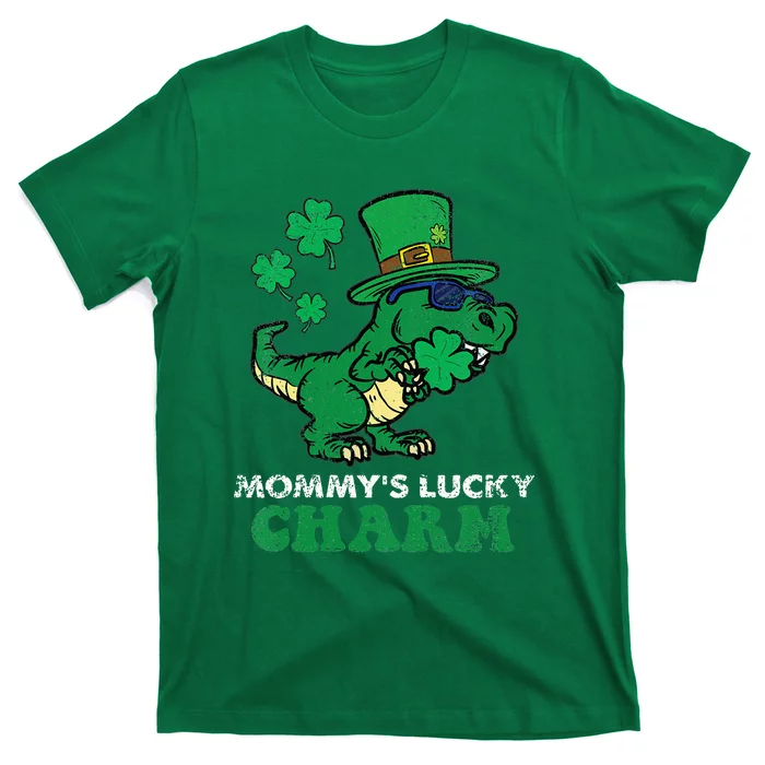 St Patricks Day Mommys Lucky Charm TRex T-Shirt