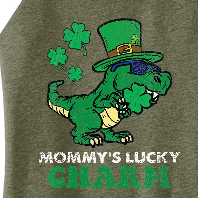 St Patricks Day Mommys Lucky Charm TRex Women’s Perfect Tri Rocker Tank