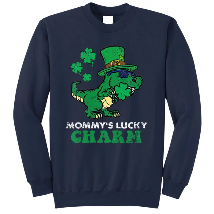 St Patricks Day Mommys Lucky Charm TRex Tall Sweatshirt