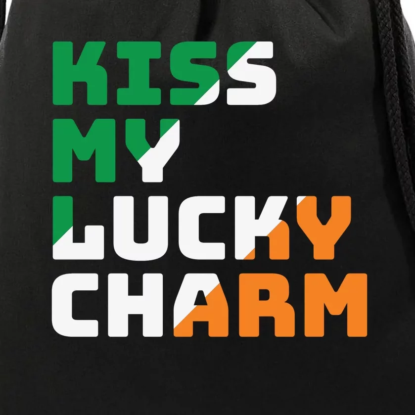 St Patricks Day Kiss My Lucky Charm Drawstring Bag