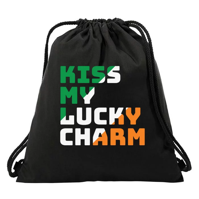 St Patricks Day Kiss My Lucky Charm Drawstring Bag