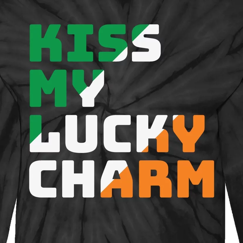 St Patricks Day Kiss My Lucky Charm Tie-Dye Long Sleeve Shirt