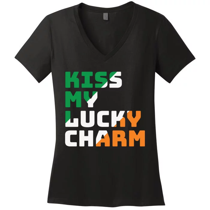 St Patricks Day Kiss My Lucky Charm Women's V-Neck T-Shirt