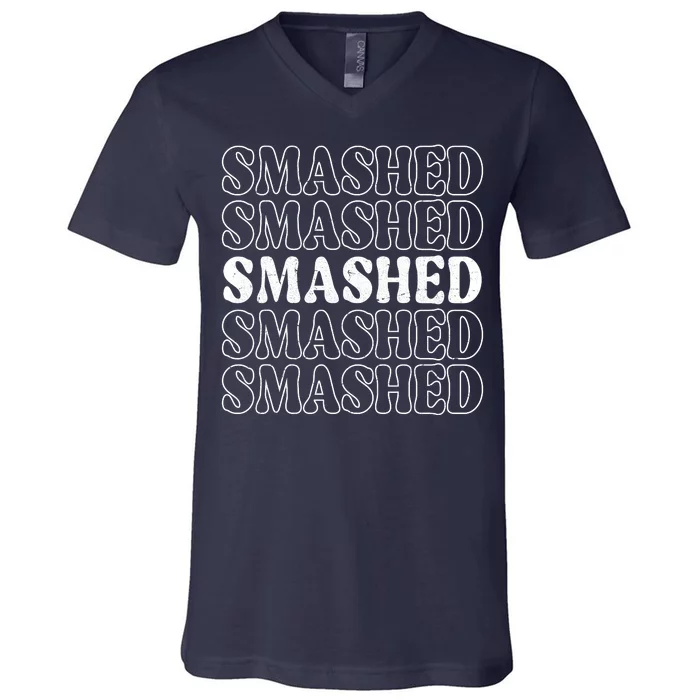 Smashed Party Drunk Retro V-Neck T-Shirt